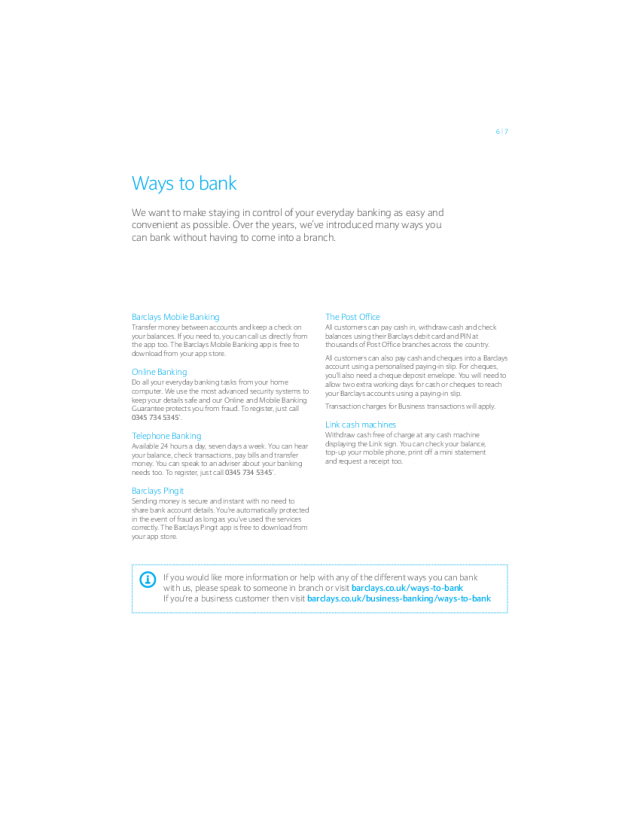 Ways to bank | Hayle Reason For Closure booklet